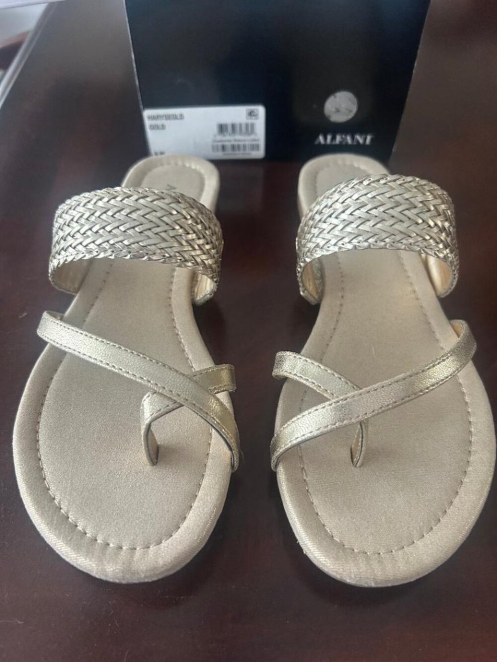 Alfani gold braided sandals- EUC